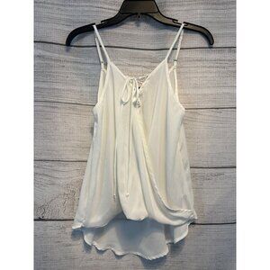 Staccato White Lace Up Flowy Tank Top Size S
